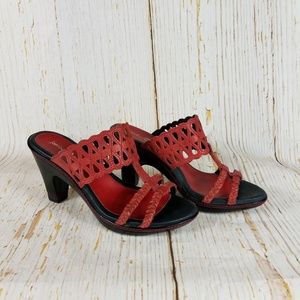 Jambu Leather Red & Black Sandals